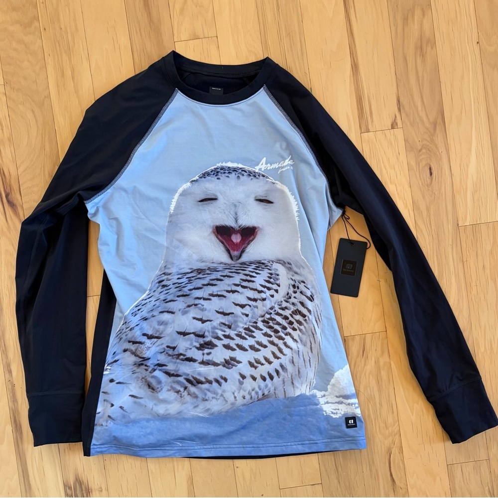 Armada Ski🎿 Women's Blue Snowy Owl Raglan Long Sleeve Top Large
